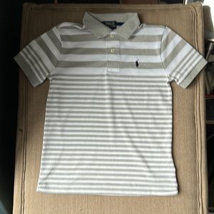 White and Gray strip Polo shirt size 6